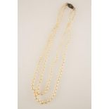 A DOUBLE STRAND CULTURED PEARL NECKLACE