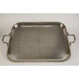 A VICTORIAN TWO HANDLED TRAY