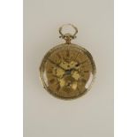 A GENTLEMANS 18CT YELLOW GOLD OPEN FACED POCKET WATCH