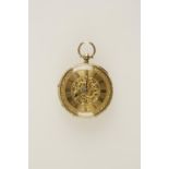 AN 18CT YELLOW GOLD OPEN FACED POCKET WATCH