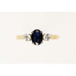 A SAPPHIRE AND DIAMOND DRESS RING