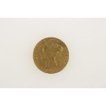A VICTORIAN HALF SOVEREIGN 1838, young head, crowned shield on reverse