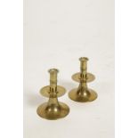 A PAIR OF EARLY 18TH CENTURY STYLE BRASS CANDLESTICKS