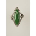 A JADEITE AND DIAMOND DRESS RING