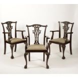 A SET OF SIX "CHIPPENDALE" STYLE ARMCHAIRS