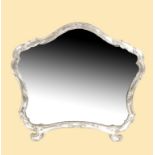 A CONTINENTAL WHITE METAL FRAMED OVERMANTEL MIRROR