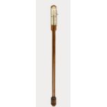 A VICTORIAN OAK MOUNTED STICK BAROMETER