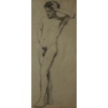 ENGLISH SCHOOL, 19th century A male nude, charcoal on paper