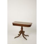 A REGENCY ROSEWOOD AND SATINWOOD STRUNG CARD TABLE