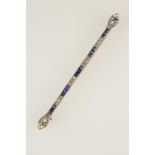 AN EDWARDIAN SAPPHIRE AND DIAMOND BAR BROOCH