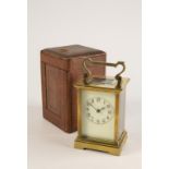 A FRENCH BRASS CASED CARRIAGE CLOCK