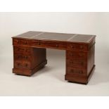 A VICTORIAN MAHOGANY TWIN PEDESTAL DESK