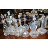 A COLLECTION OF GLASS DECANTERS