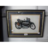 JOHN BACHELOR: A watercolour painting of a Zenith Motorbike and Sidecar