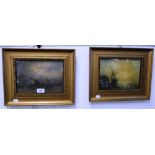 A 19TH CENTURY MARITIME OIL ON BOARD PAINTING and another similar