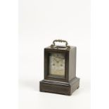 A 19TH CENTURY FRENCH MANTEL CLOCK, with a brass dial and silvered chapter ring, signed 'Leroi a