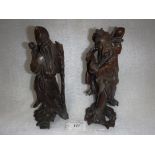 TWO CHINESE HARDWOOD IMMORTALS