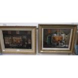 DEBORAH JONES: A pair of oil on board paintings of Victorian shops 'Bagwell and Prout' and '