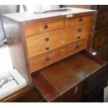 AN 'IMIR' WOODEN TOOL BOX, fitted five drawers, containing a few tools and instruments