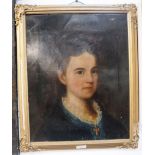 A 19TH CENTURY OIL ON CANVAS PORTRAIT OF A YOUNG GIRL