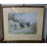 CHARLES E GEORGES 19th/20th century: Thatched cottages and a country lane, watercolour