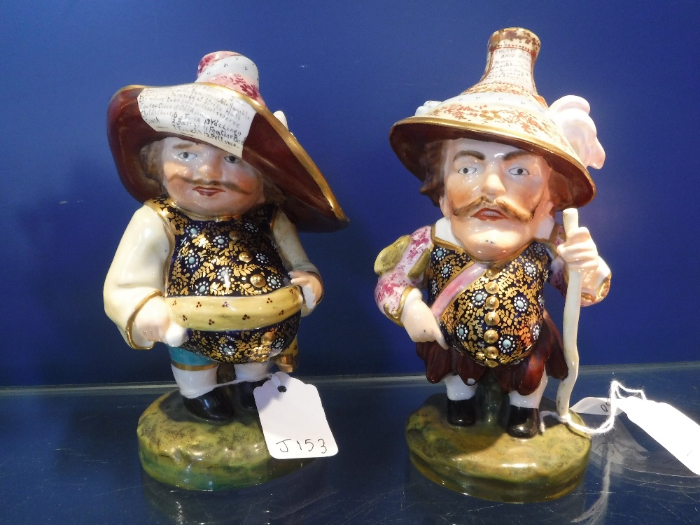 TWO DERBY 'MANSION HOUSE DWARF' FIGURES: 'Theatre Royal, Newmarket...', and 'Auction of Elegant