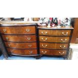 A REPRODUCTION MAHOGANY BOWFRONT CHEST OF DRAWERS, 30" wide and another similar, 24" wide