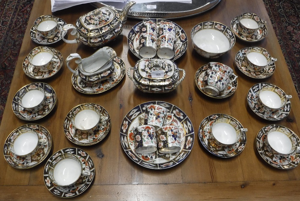 A LARGE COLLECTION OF 19TH CENTURY CROWN DERBY IMARI PATTERN TEAWARE including coffee cans