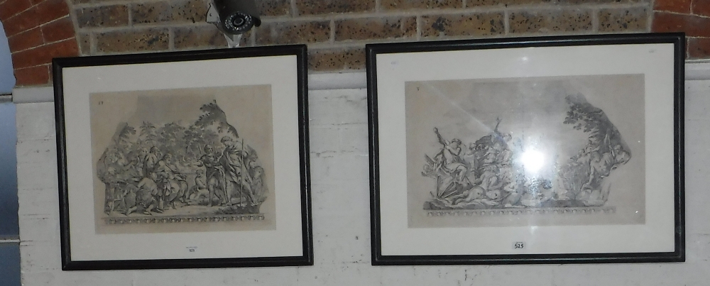 AN ENGRAVING OF A CLASSICAL FRESCO OR FRIEZE DETAIL, numbered '13' and another similar numbered '3'
