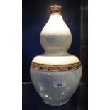 A CHINESE DOUBLE GOURD-SHAPED VASE with crackle glaze, drilled as a lamp