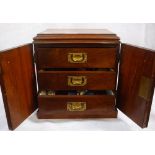 A 19TH CENTURY WALNUT TABLE CABINET fitted three drawers