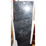 A BLACK MARBLE BREAK-FRONT CABINET TOP 57" wide x 16" deep (increasing to max 18" deep)