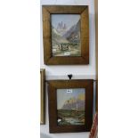 A PAIR OF LATE 19TH CENTURY WATERCOLOURS OF ALPINE SCENES, indistinctly signed