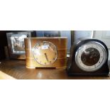 A 1930'S WALNUT-CASED MANTEL CLOCK and two similar