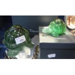 DAUM: A PAIR OF GREEN GLASS TORTOISES in boxes