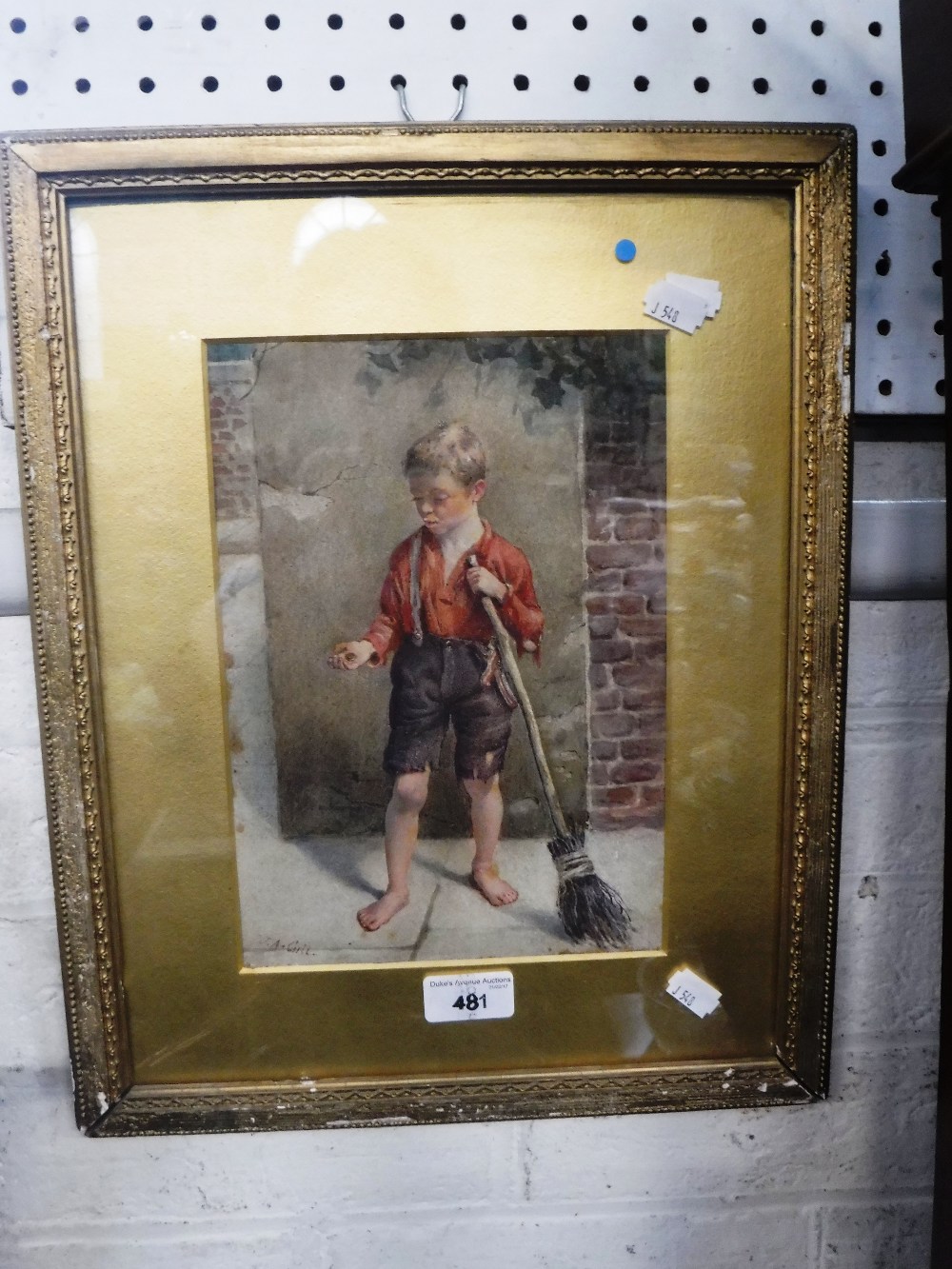 J A GILL, 19th century: Vagrant Boy, indistinctly signed lower left, watercolour