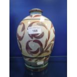 AN ART POTTERY CERAMIC LAMP BASE, possibly Denby with scrolling foliate decoration