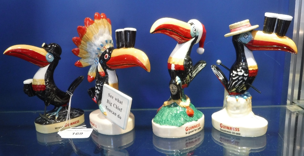 FOUR ROYAL DOULTON GUINNESS TOUCAN FIGURES including 'Seaside Toucan' and three others with original