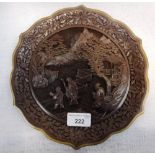 A CHINESE CINNABAR LACQUER DISH decorated with scholars in landscapes