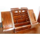 A 19TH CENTURY FIGURED WALNUT STATIONERY BOX with fitted interior to include a perpetual calendar