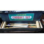 A JOHN JACQUES & SON LTD CROQUET SET in cardboard and pine box