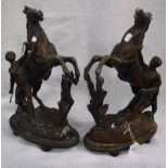 A PAIR OF SPELTER MARLY HORSE GROUPS