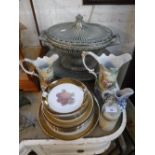 A LARGE ITALIAN CERAMIC TUREEN of classical design and a collection of ceramics