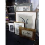 A SIGNED PRINT AFTER SPENCER ROBERTS 'Grants Gazelle' and a print of elephants after David