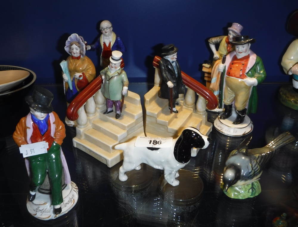 A COLLECTION OF CERAMIC FIGURES including Dickensian characters and others