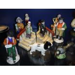 A COLLECTION OF CERAMIC FIGURES including Dickensian characters and others