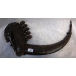 A PART HORN AND PART WOODEN SOUTH SEA STYLE CARVED ORNAMENT