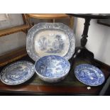 A VICTORIAN BLUE AND WHITE TRANSFER DECORATED MEAT PLATE and similar ceramics