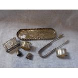 A SILVER PIN TRAY and a collection of similar items