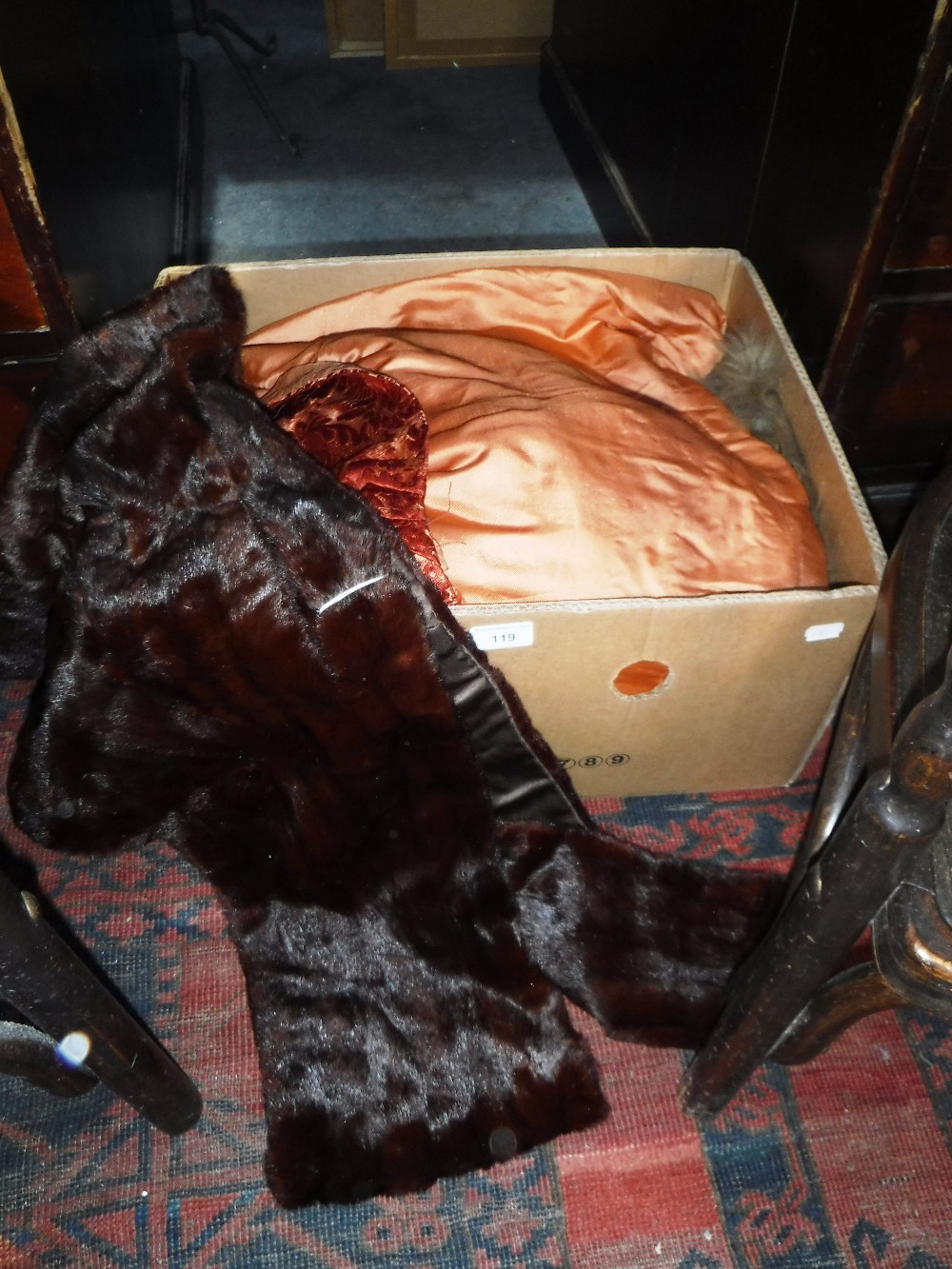 A FUR TRIMMED BROCADE COAT and various other items of fur